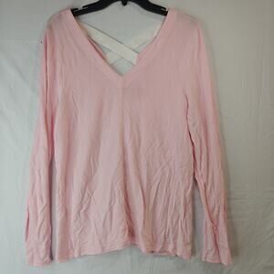 Lilly Pulitzer M Light Pink Luxletic Areli Pullover Top Criss Cross Back